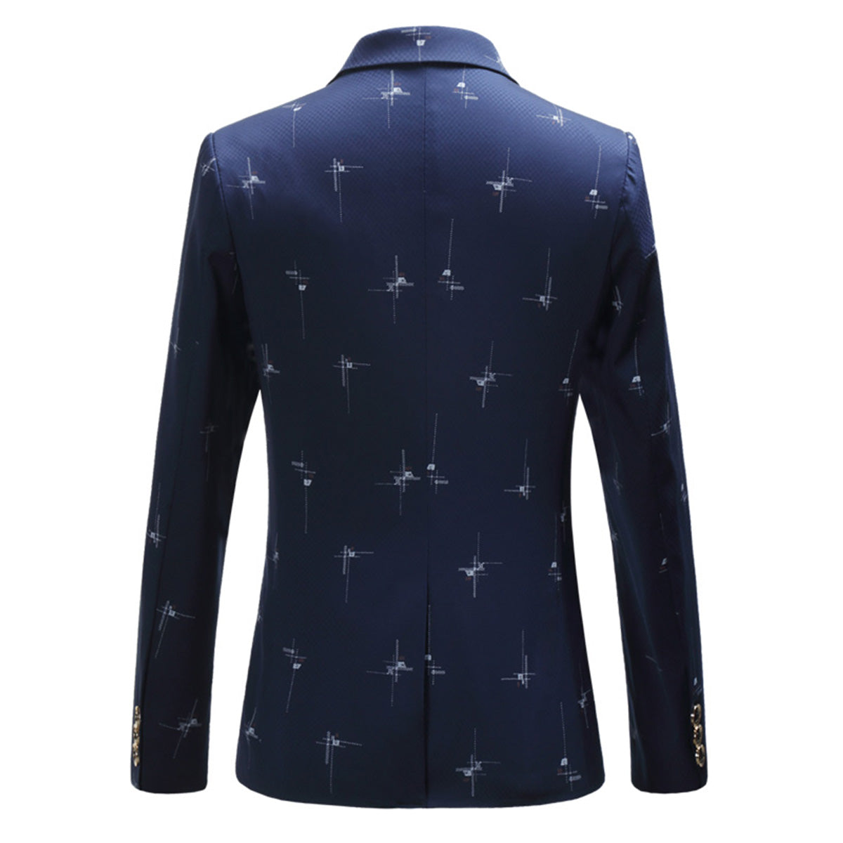 Men's Printed Single Breasted Slim Fit Blazer Star Blue