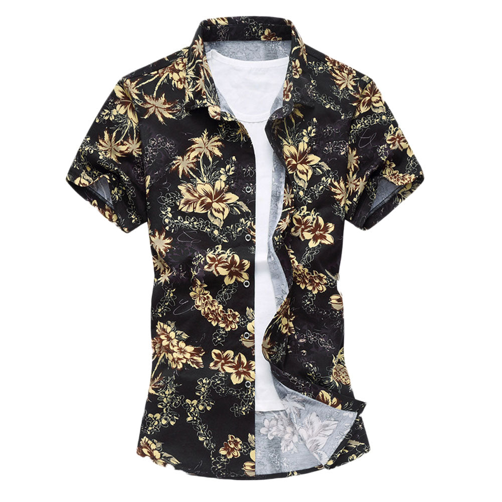 Slim Fit Floral Gold Jasmine Flower Shirt