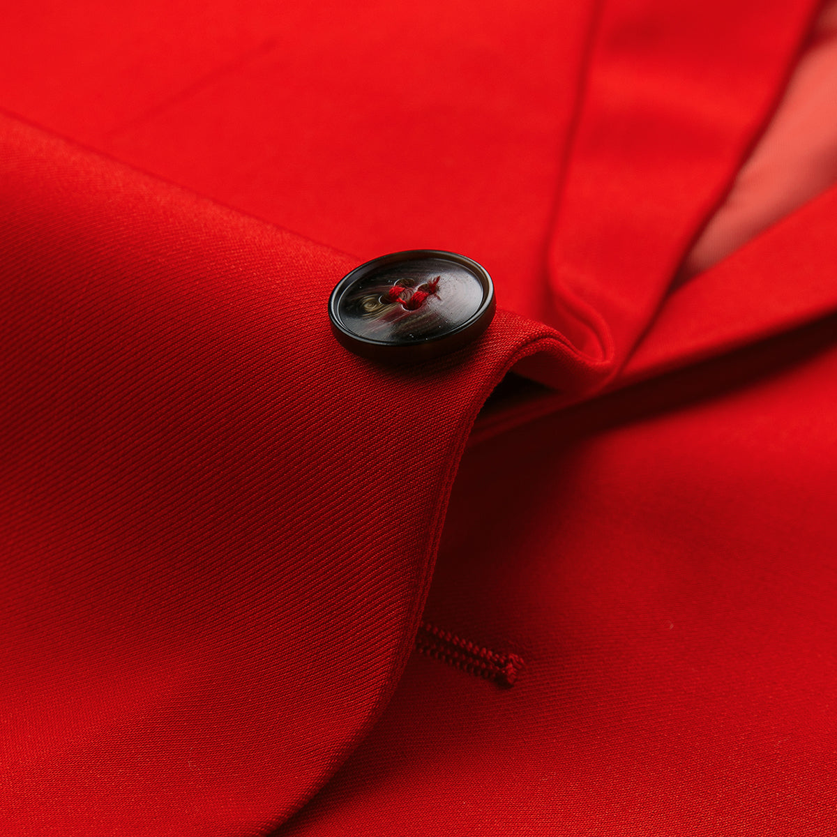 Men's Two-Button Back Slit Lapel Collar 3-Piece Suit Red