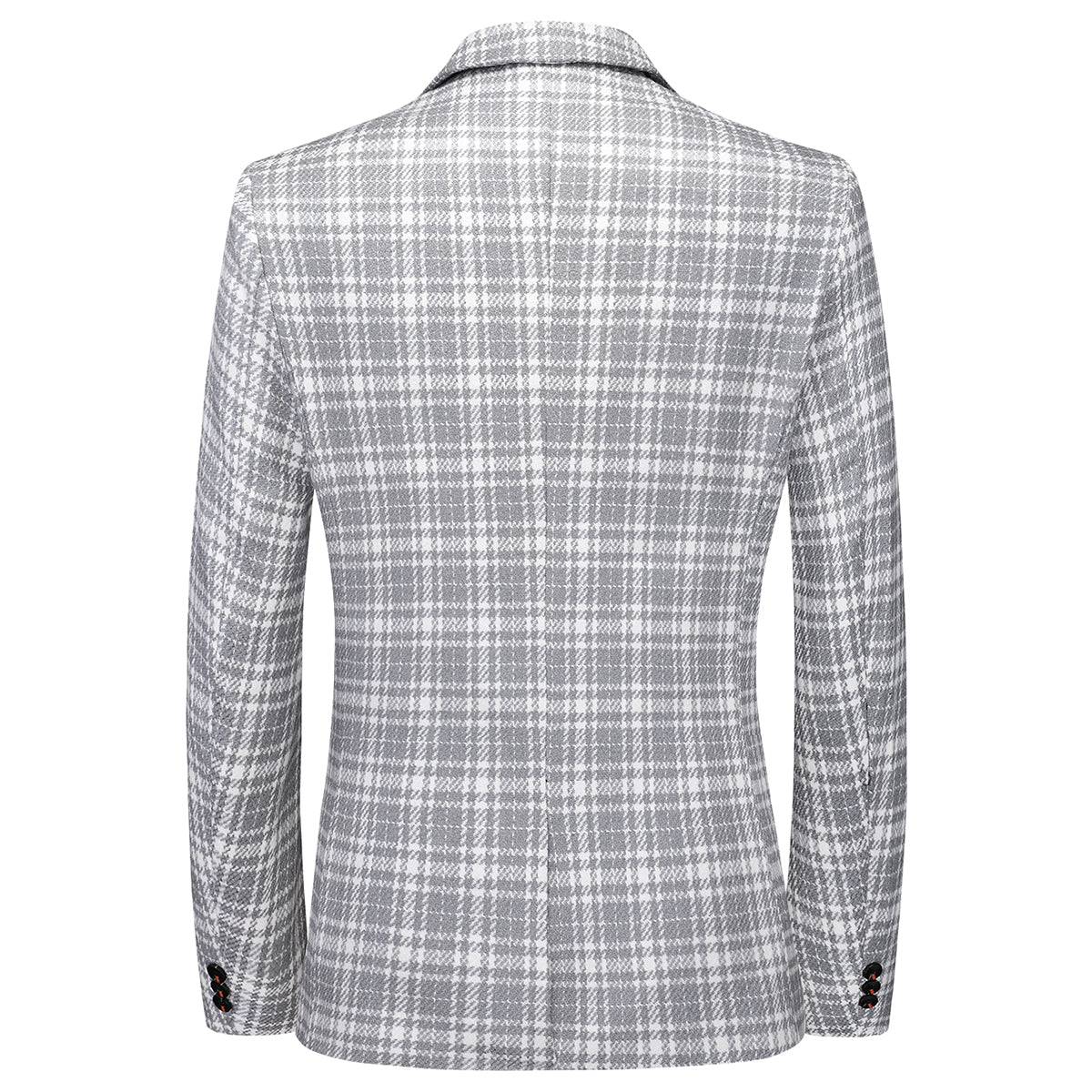Men's Autumn One Button Casual Plaid Jacket Light Grey