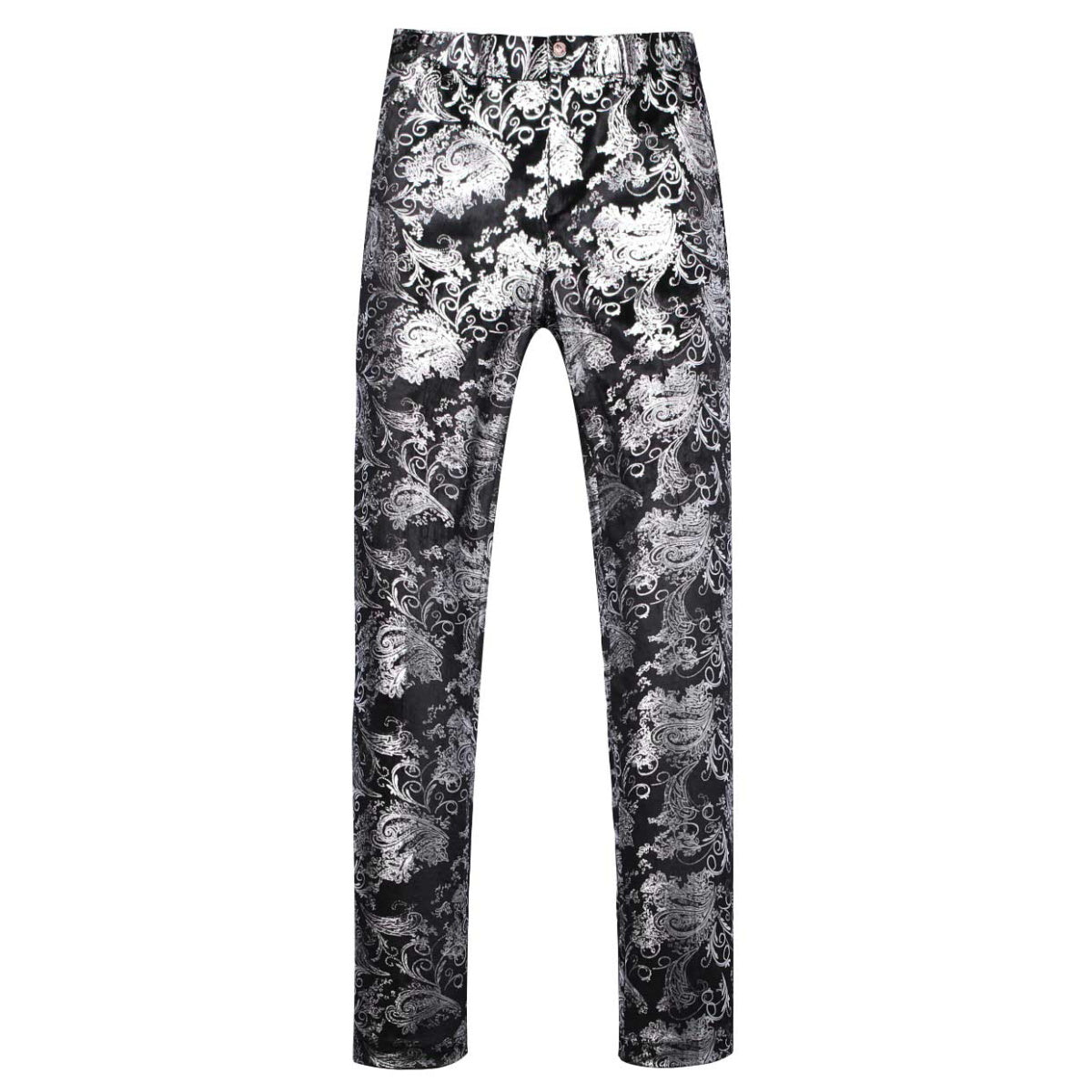 2-Piece Slim Fit Stylish Dress Floral Suit Silver