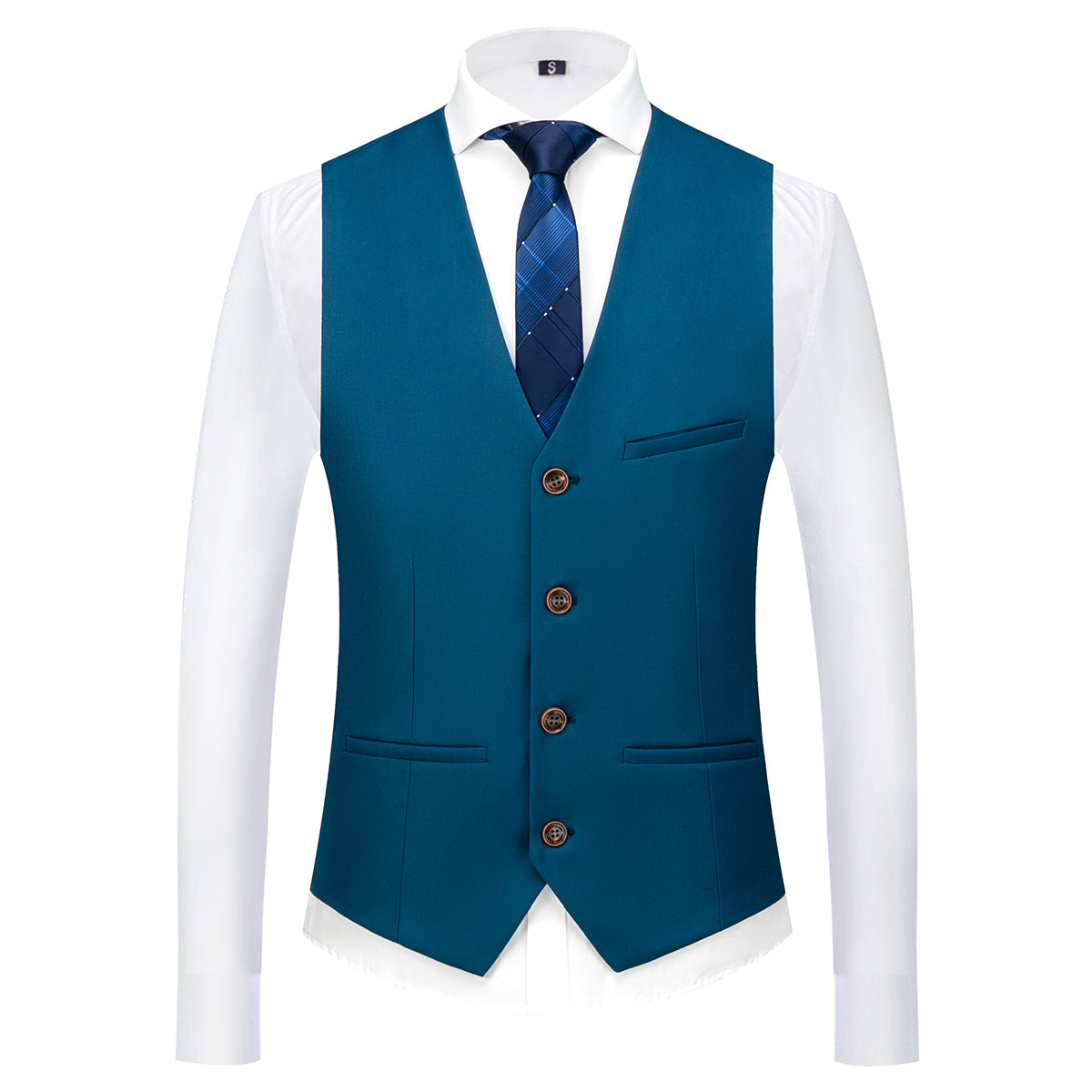 Men's Two-Button Back Slit Lapel Collar 3-Piece Suit Lake Blue