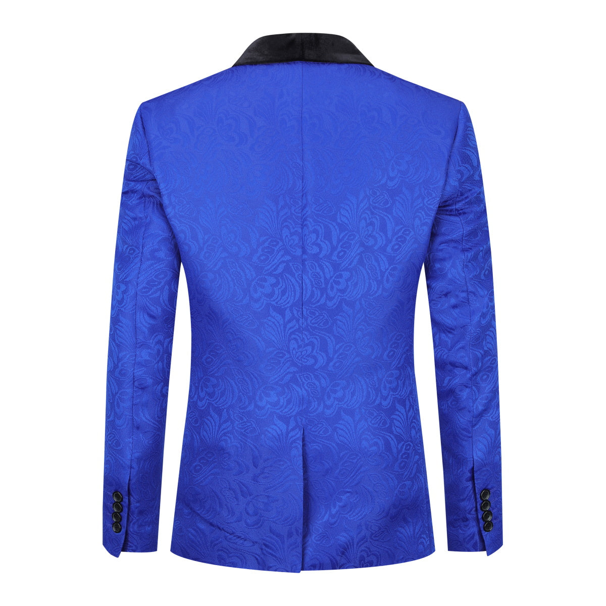 3-Piece Paisley Blue Suit Shawl Collar Suit