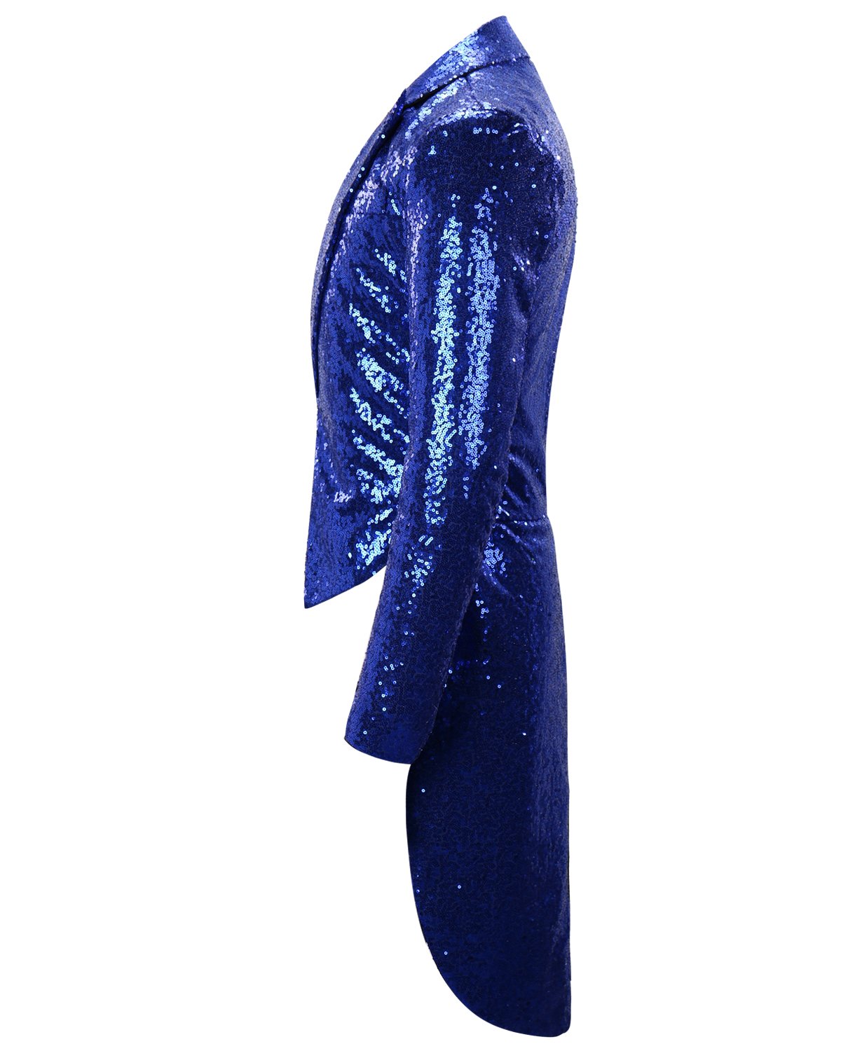 Blue Shiny Sequin Party Swallowtailed Coat