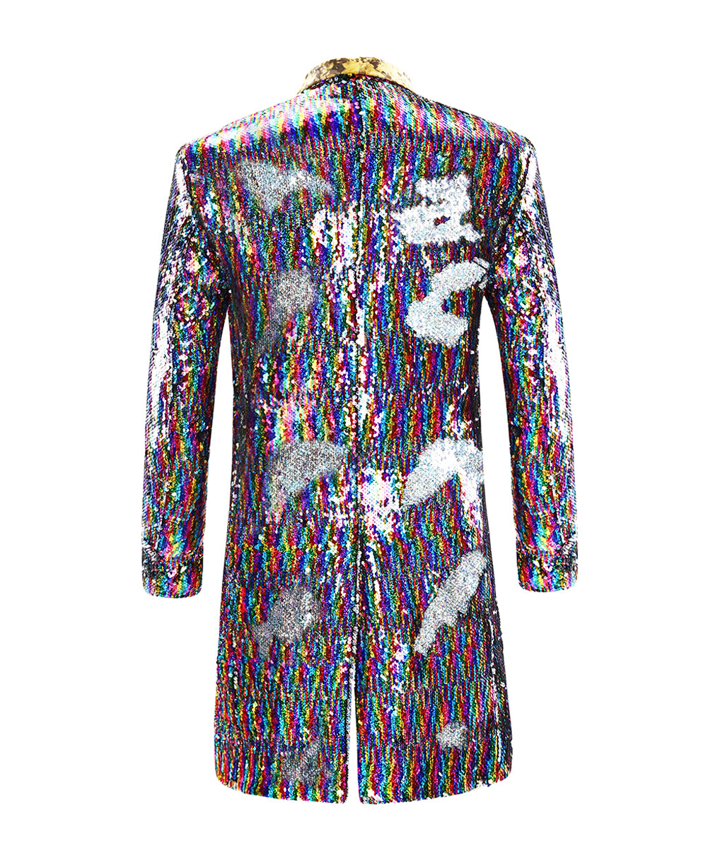 Slim Fit Motley Shiny Sequin Coat 2 Styles