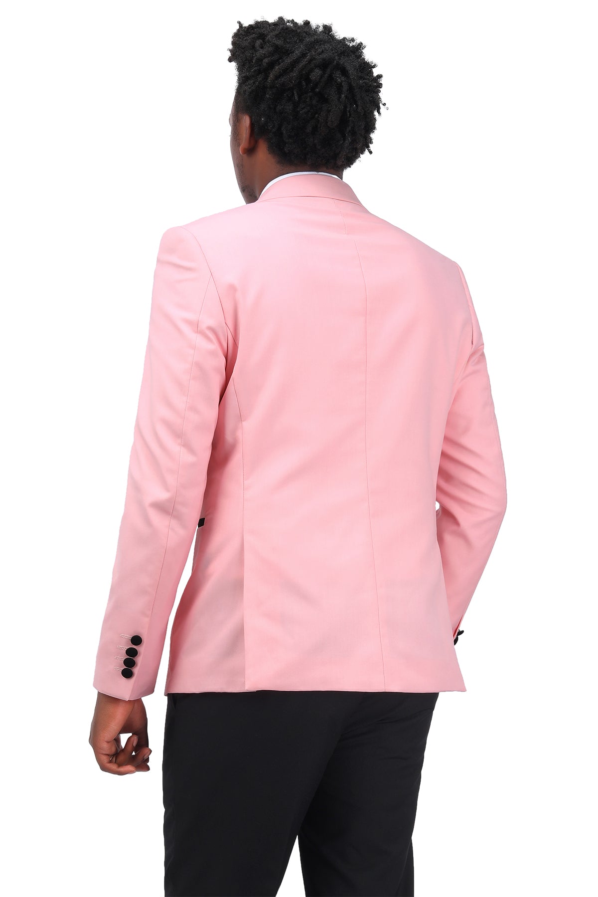 3 Piece Men's Suits One Button Slim Fit Peaked Lapel Tuxedo Pink