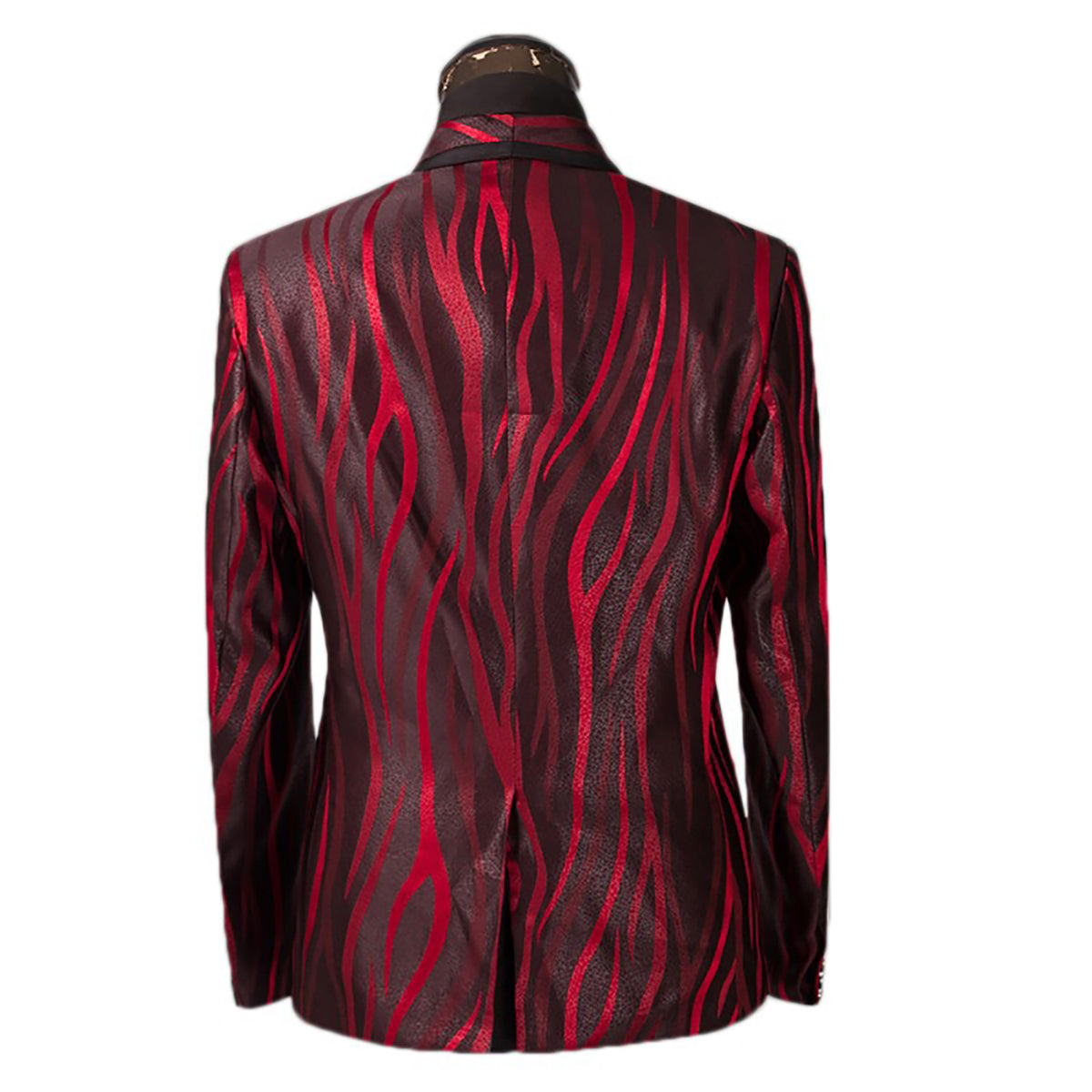 2-Piece Maroon Zebra Printed Shiny Suit