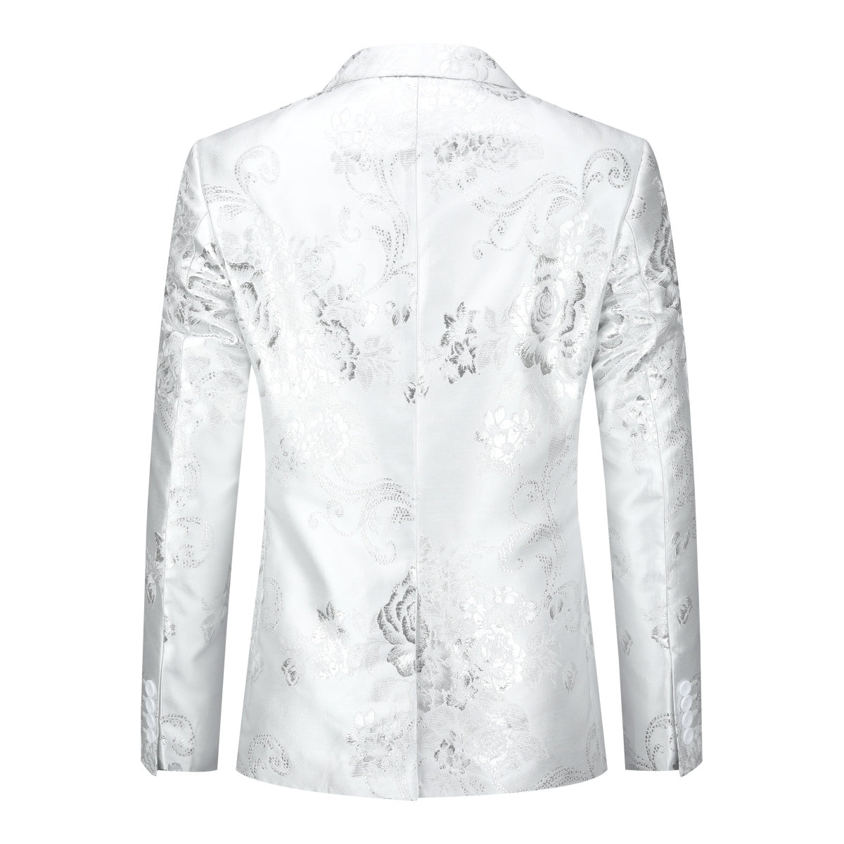 Men's Floral Suit Jacket Printed Blazer White