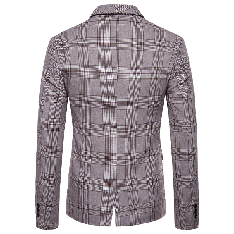 Modern Fit Plaid Coffee Leisure Blazer