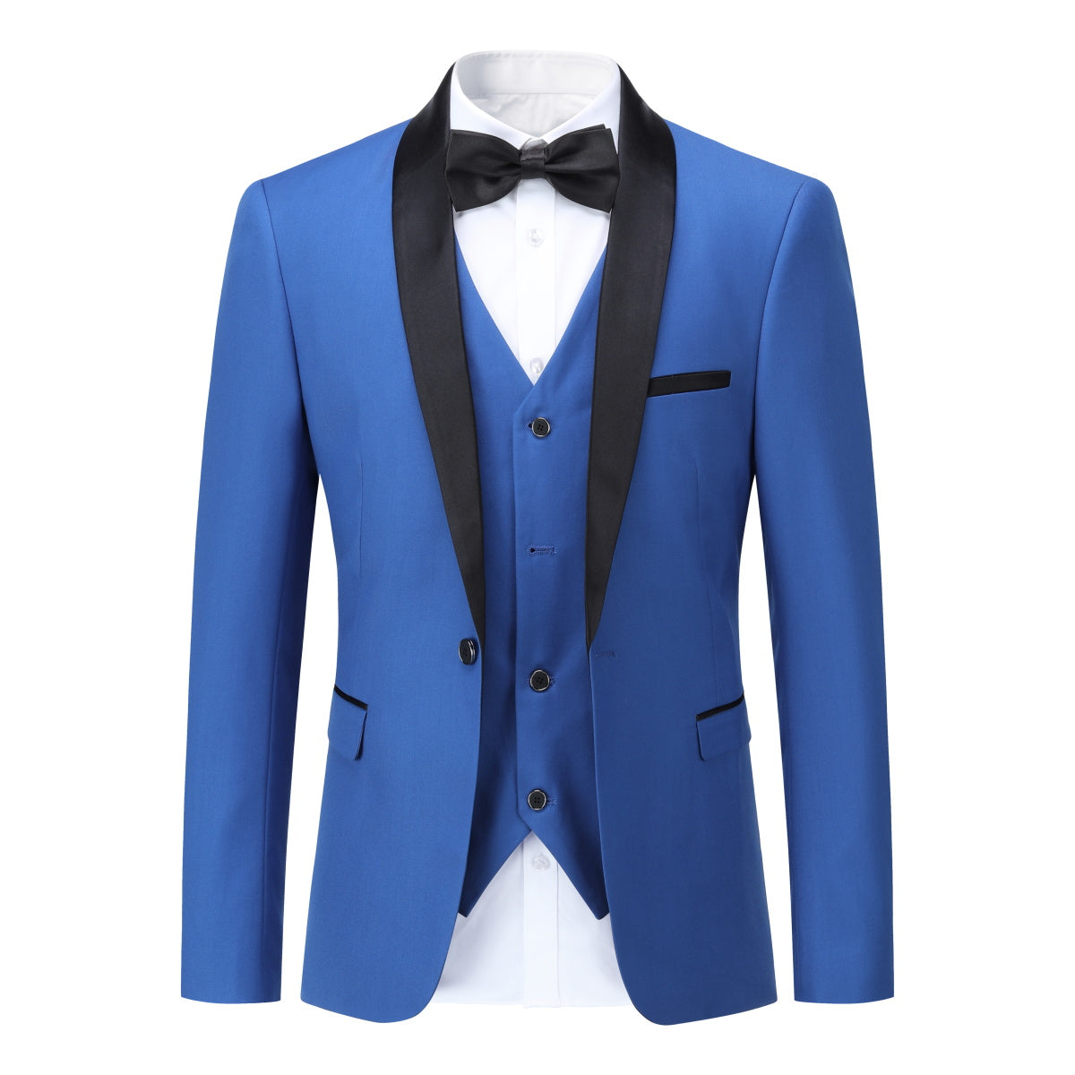 Slim Fit One Button Casual Royal Blue 3-Piece Suit