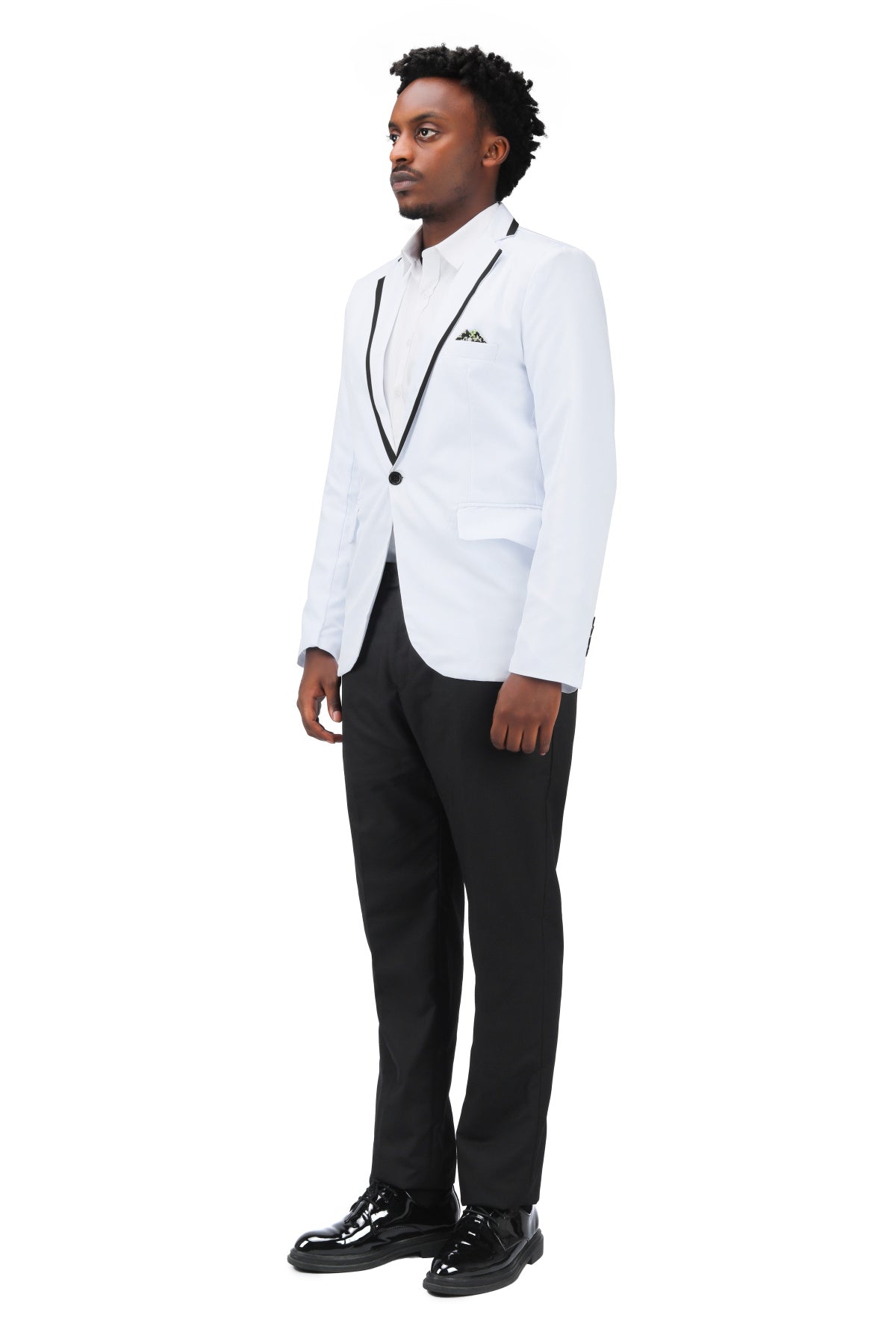 Men's One Button Solid Color Casual Blazer White
