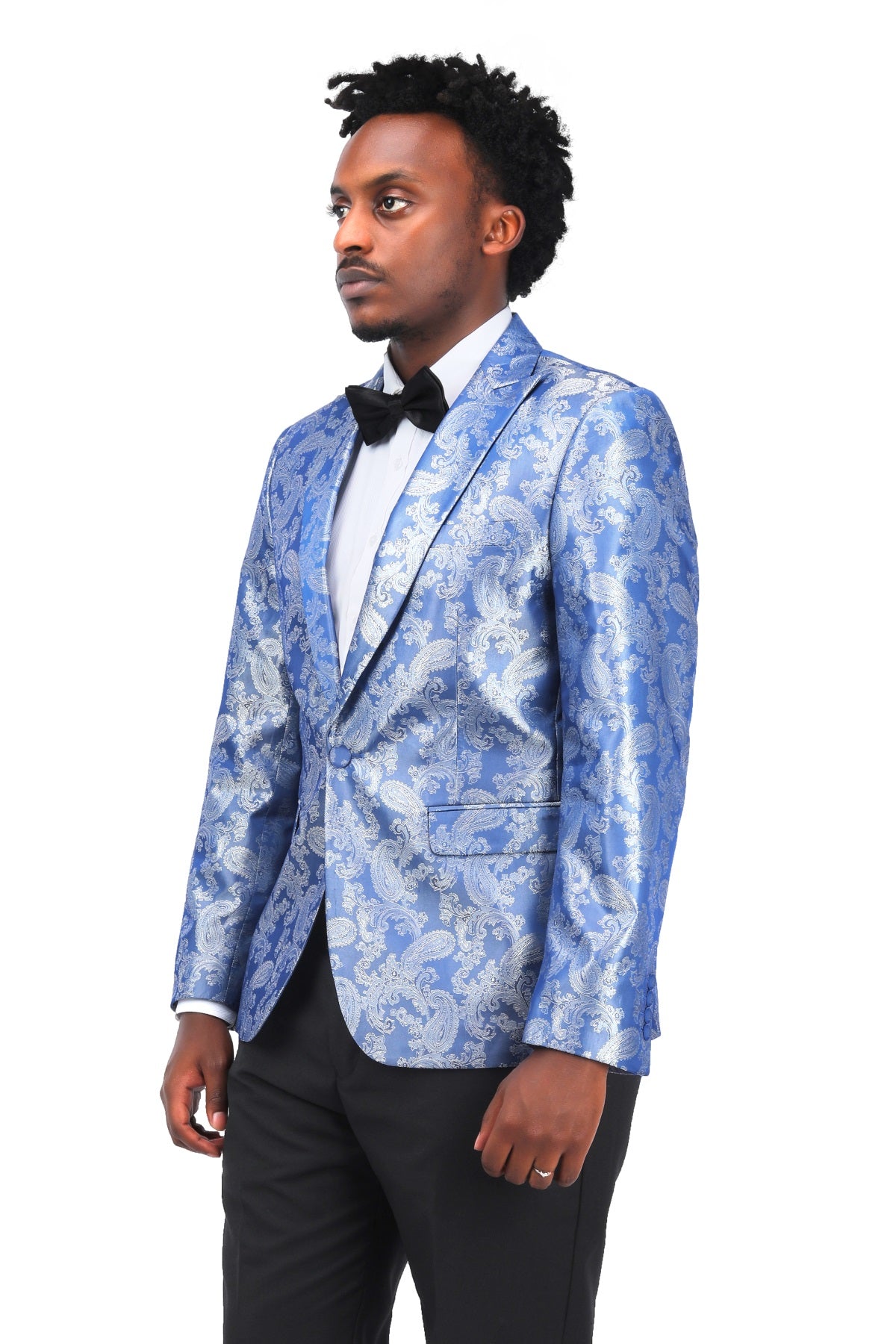 Men's Palace Dark Pattern One Button Blazer Blue