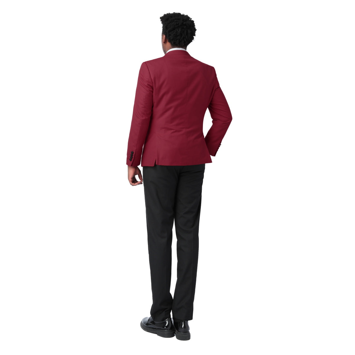 3 Piece Men's Suits One Button Slim Fit Peaked Lapel Tuxedo Wine Red