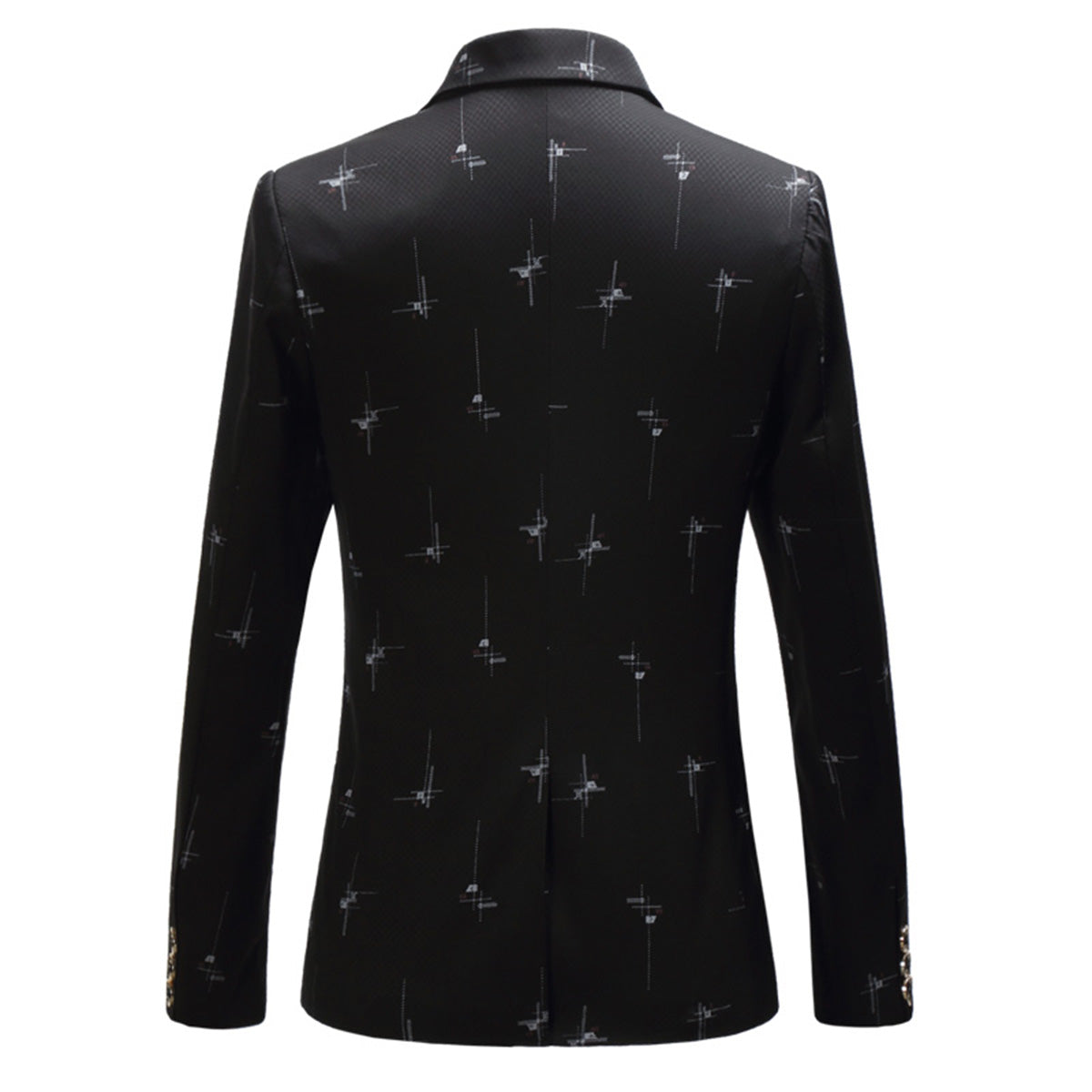 Men's Printed Single Breasted Slim Fit Blazer Star Black