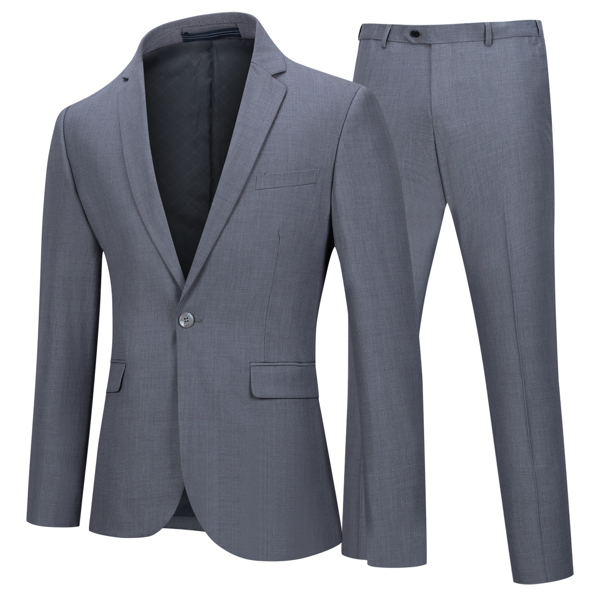 Two Piece Grey Suit One Button Suit