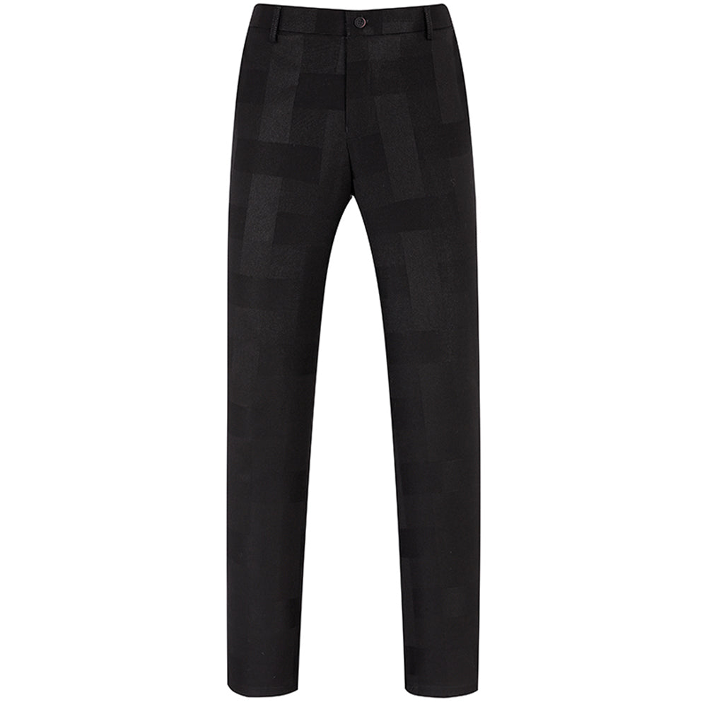 3-Piece Slim Fit Checked Black Casual Suit