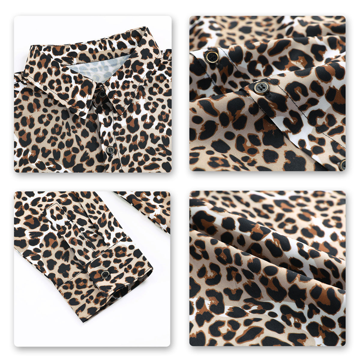 Regular Fit Leopard Style Shirt Coffee