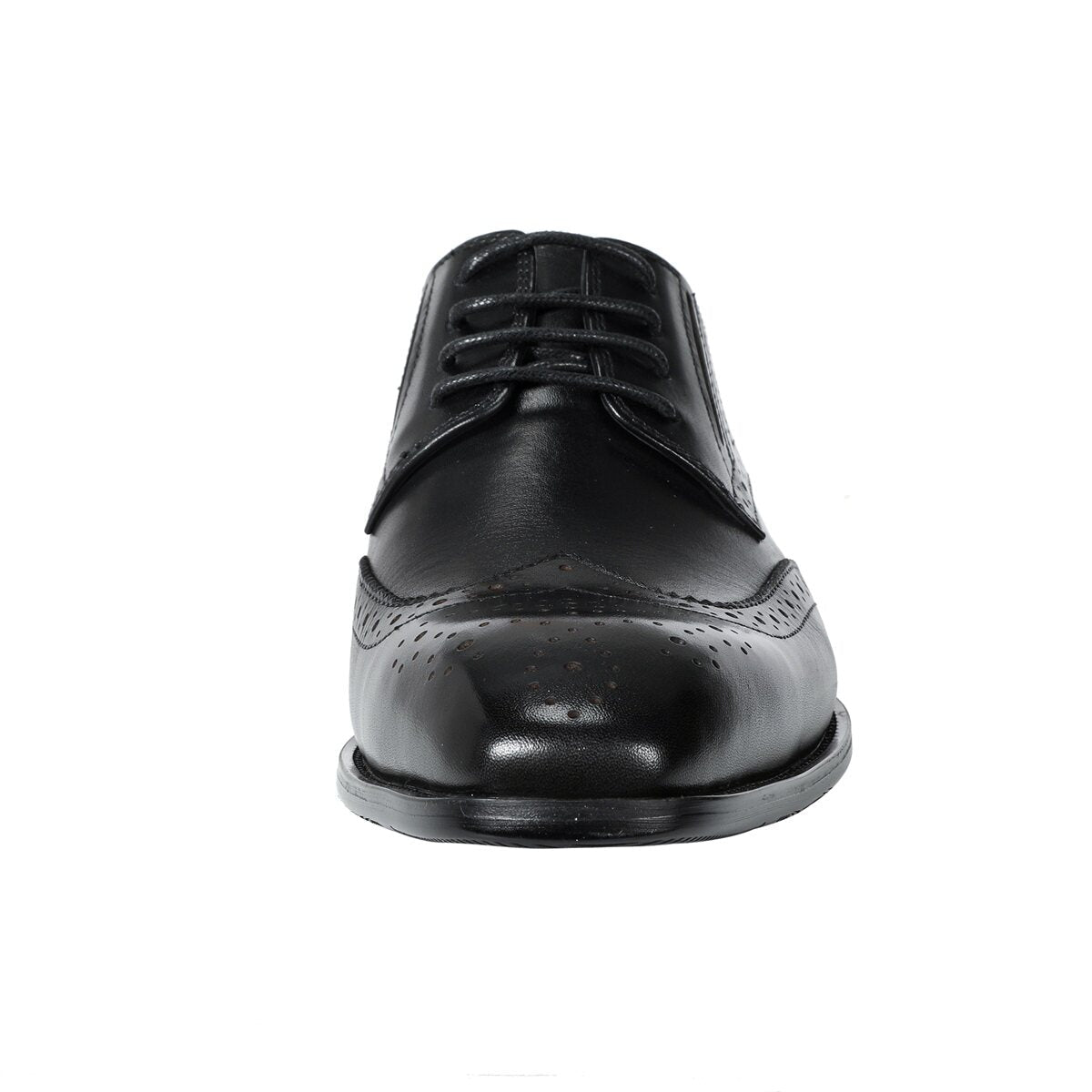 Men's Pointed Toe British Business Brogue Carved Leather Shoes Black