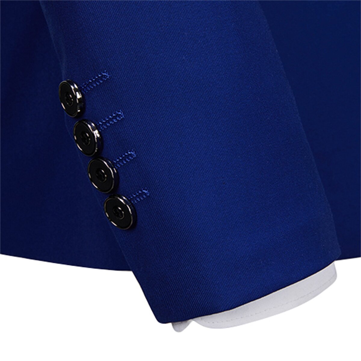 Men's Solid Color Double Breasted Business Suit Blue
