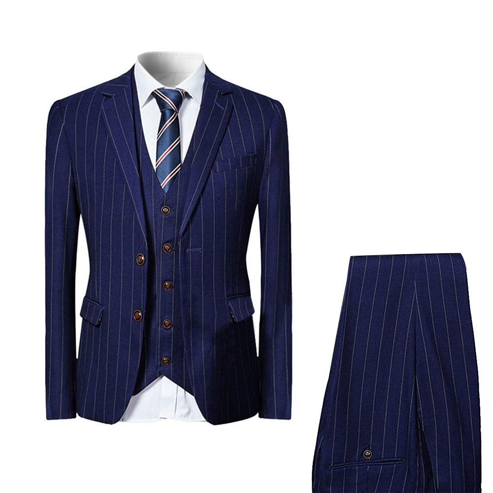 Three Piece Nagaro Blue Suit Stripe Design Suit