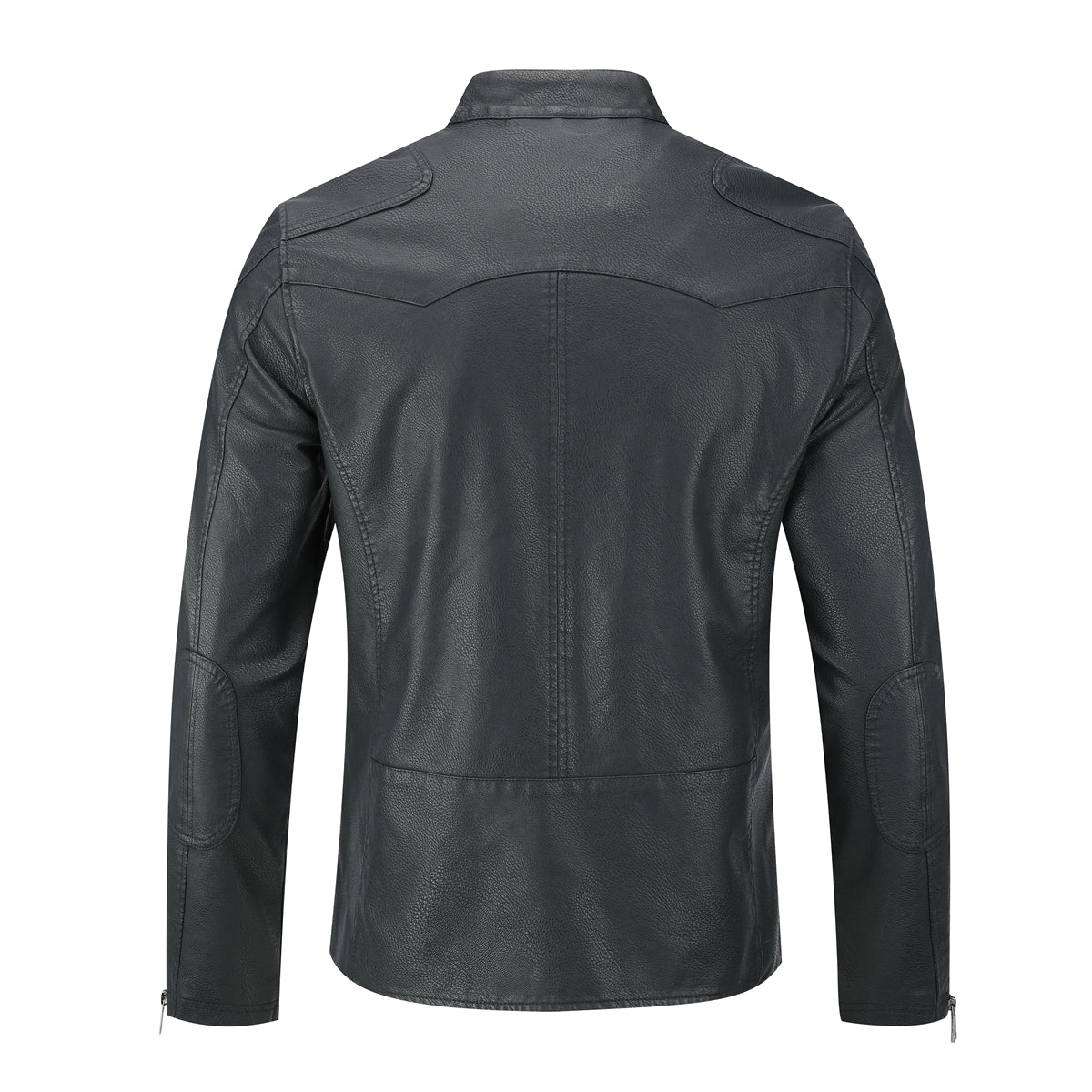 Men's Leather Jacket Casual Zip Up Motorcycle Outwear Black