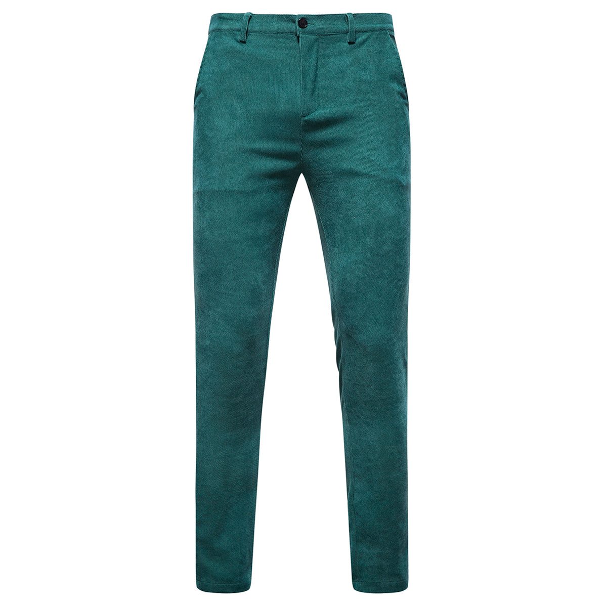 2-Piece Solid Color Two Button Single Breasted Corduroy Suit Green