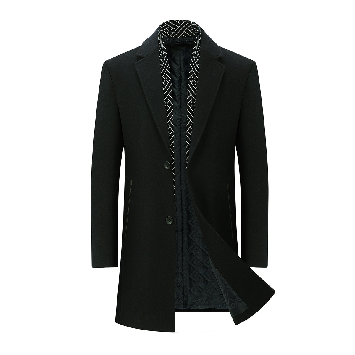 Men's Lapel Two Button Coat Black