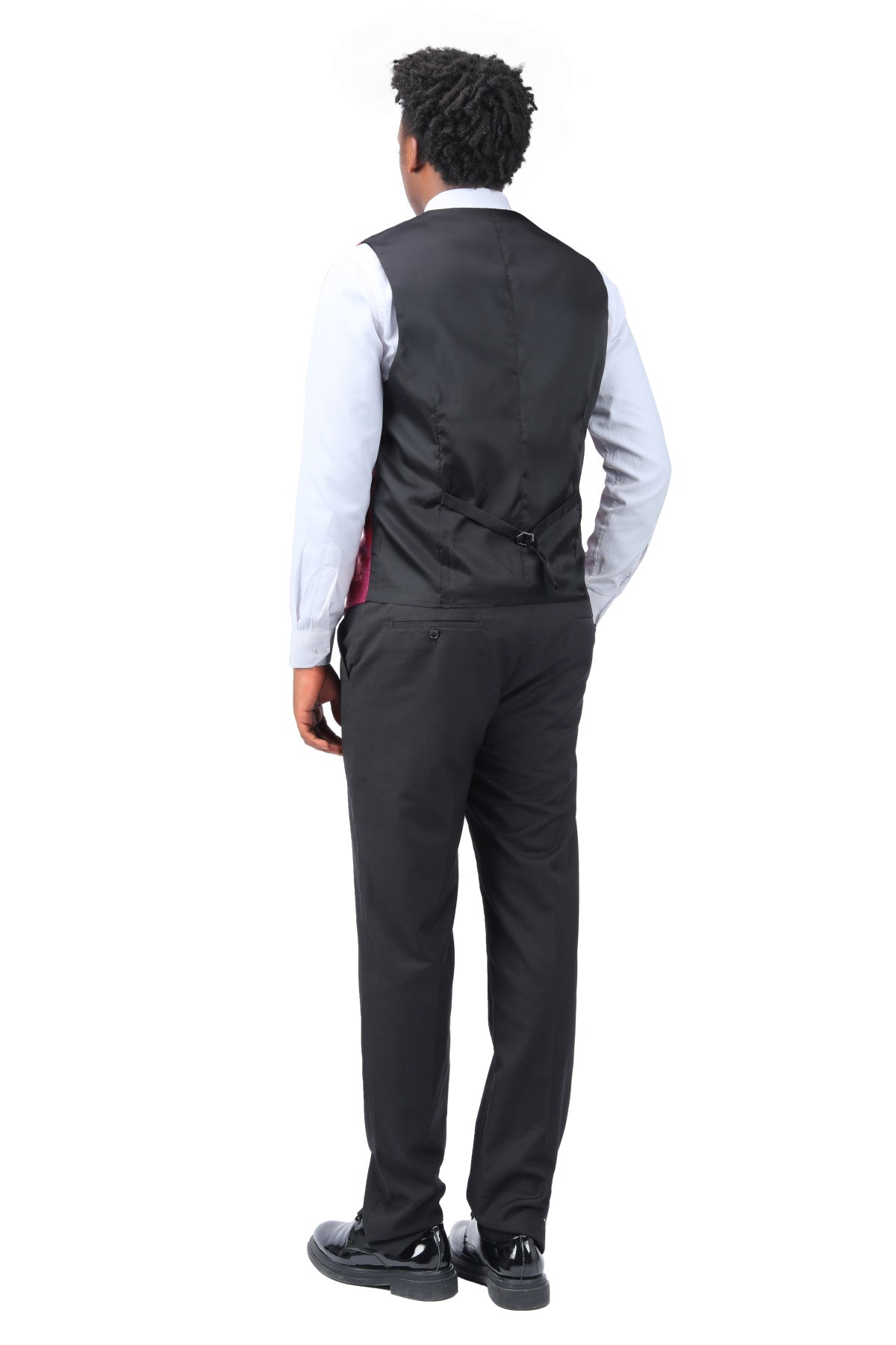 Single Breasted Slim Fit Printed Vest Waistcoat Red