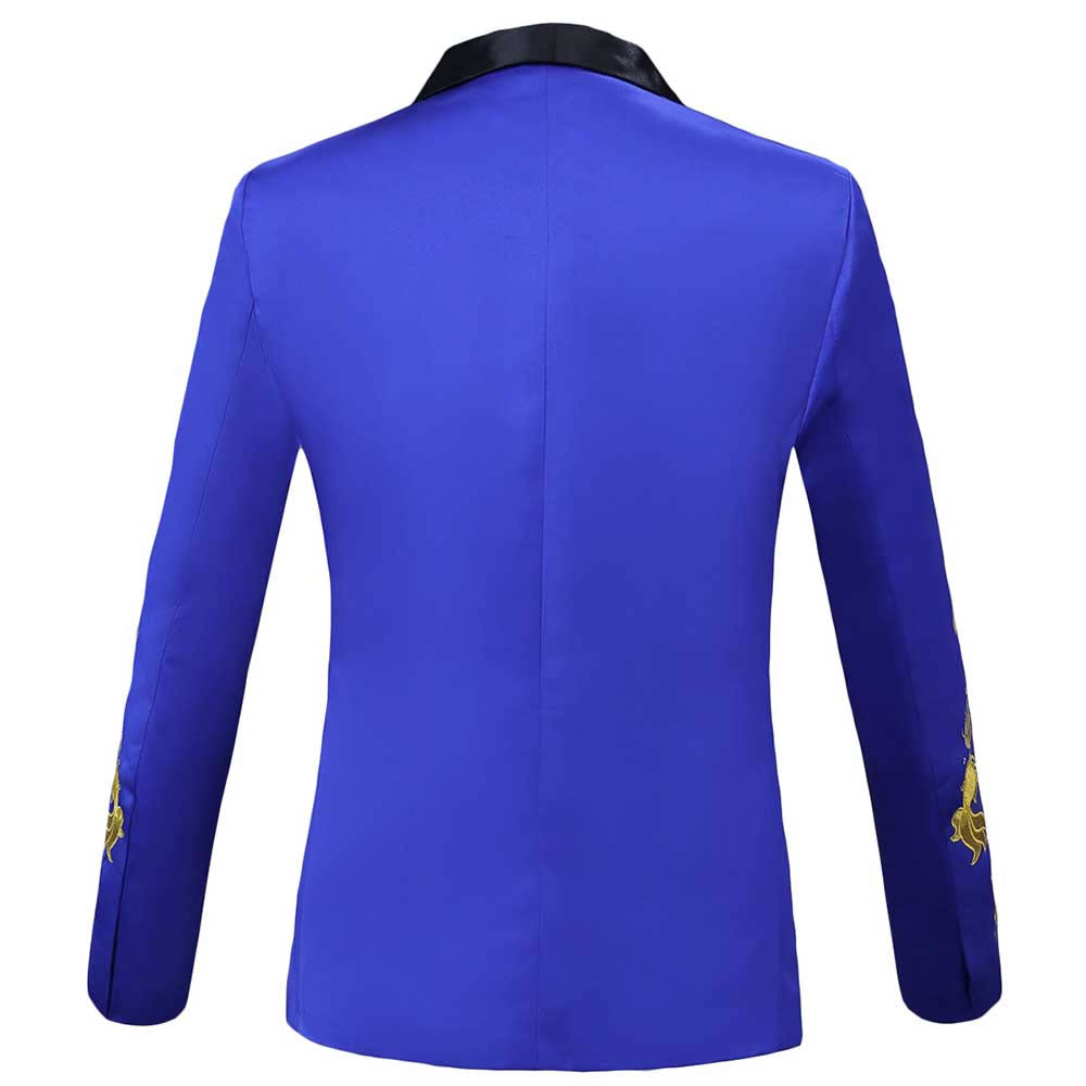 Two Piece Slim Fit Suit Embroidery Blue Suit