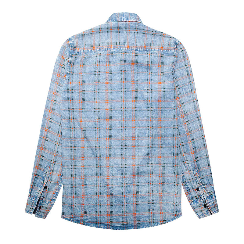 Slim Fit Plaid Paisley Shirt LightBlue