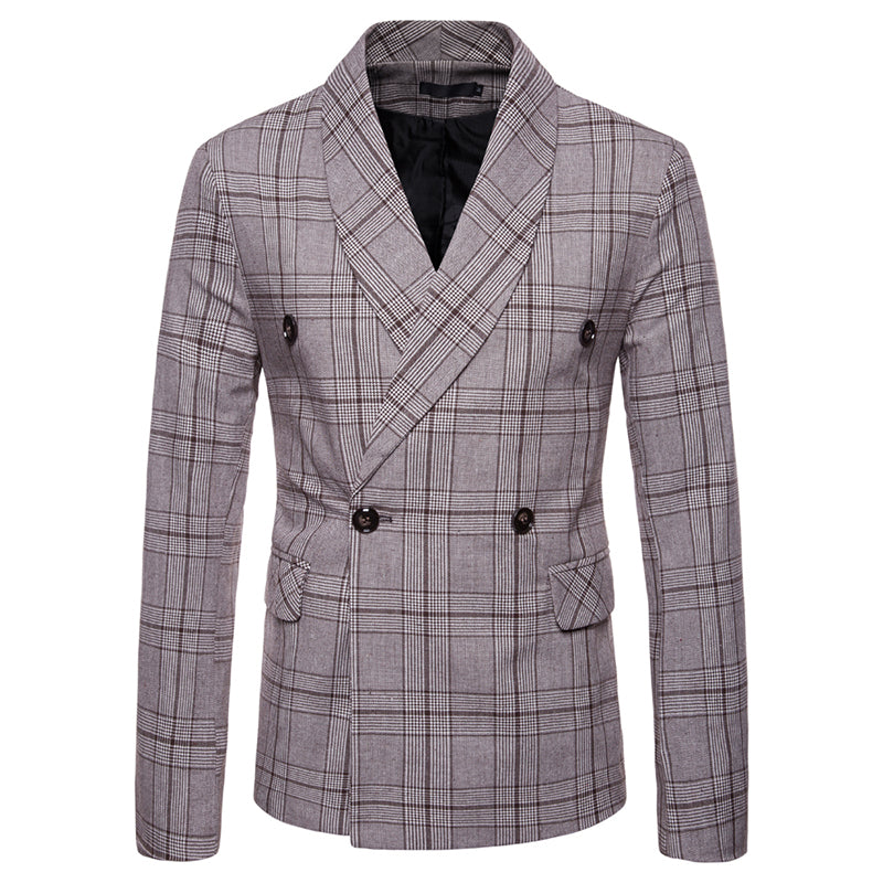 Modern Fit Plaid Coffee Leisure Blazer