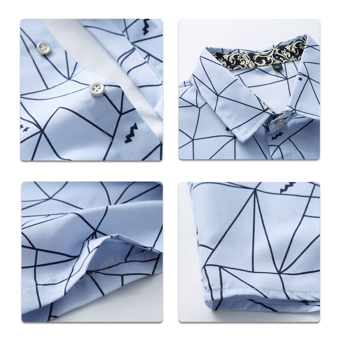 Slim Fit Cool Broken Line Shirt Blue