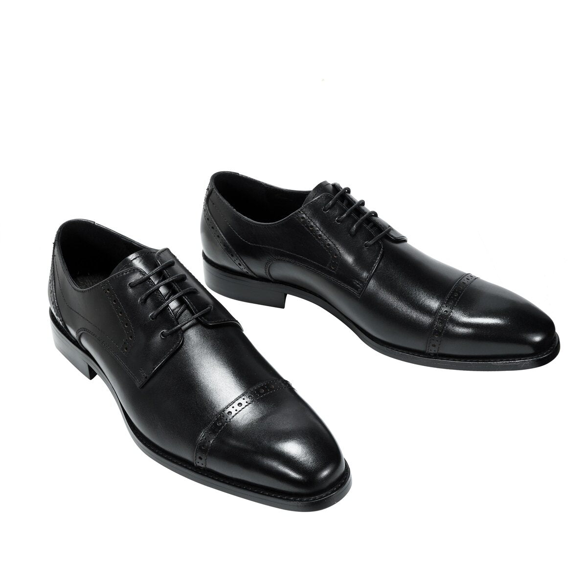 Men's Three Joint Business Formal Breathable British Leather Shoes Black