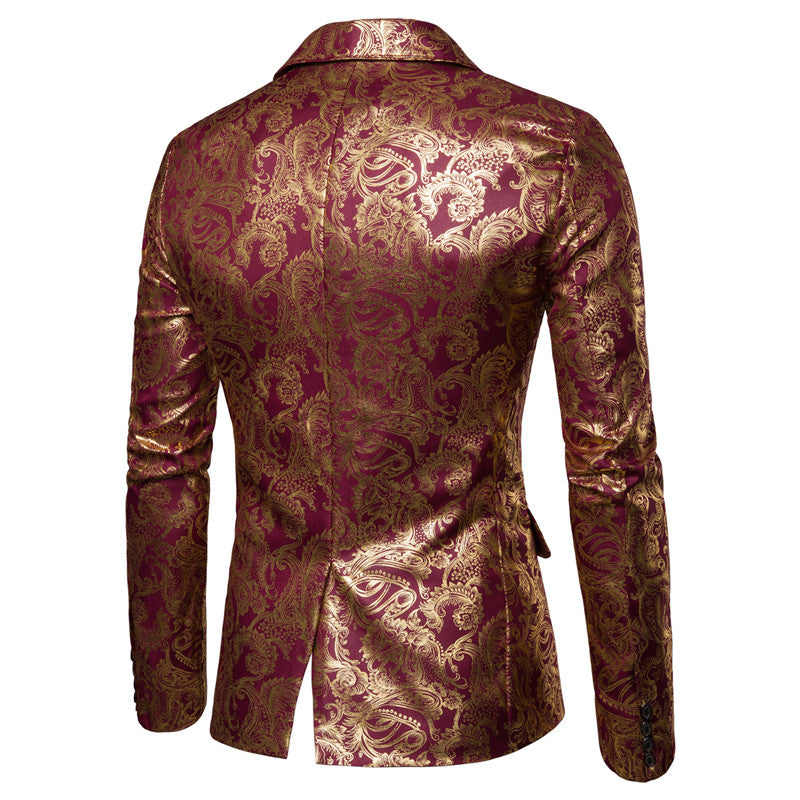 Slim Fit Maroon Glitter Paisley Blazer