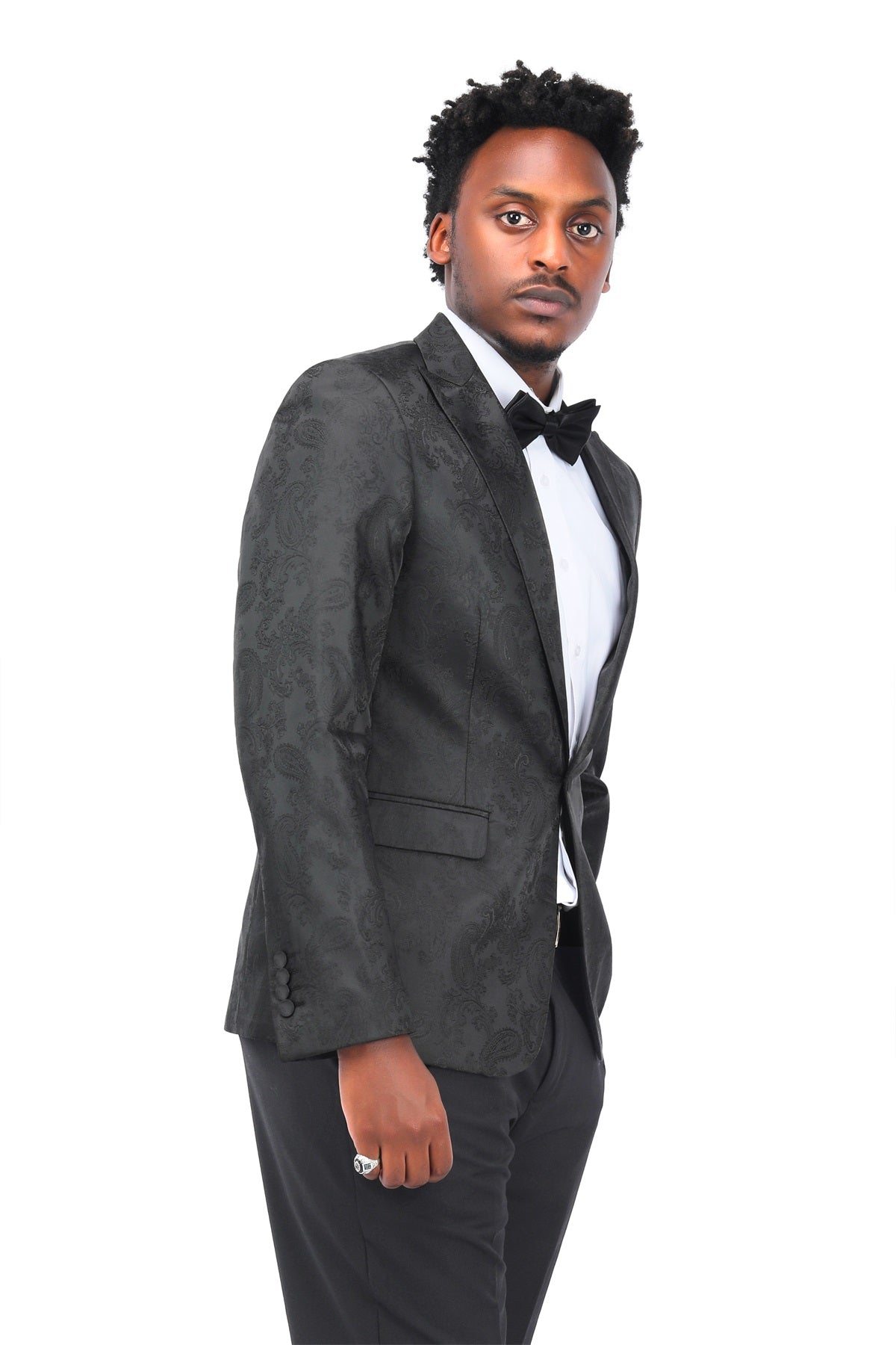 Men's Palace Dark Pattern One Button Blazer Black