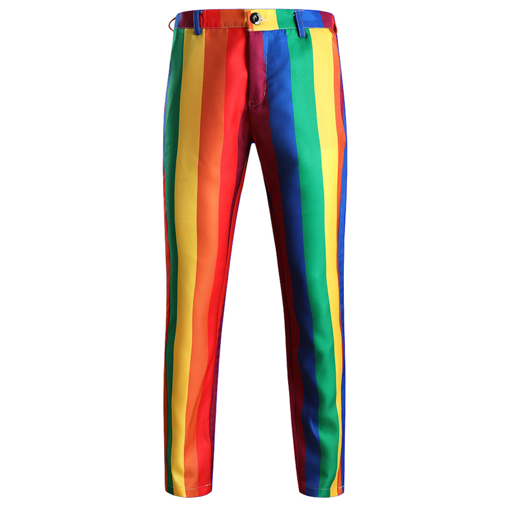 3-Piece Men's Stripe Rainbow Clown Celebration Suit