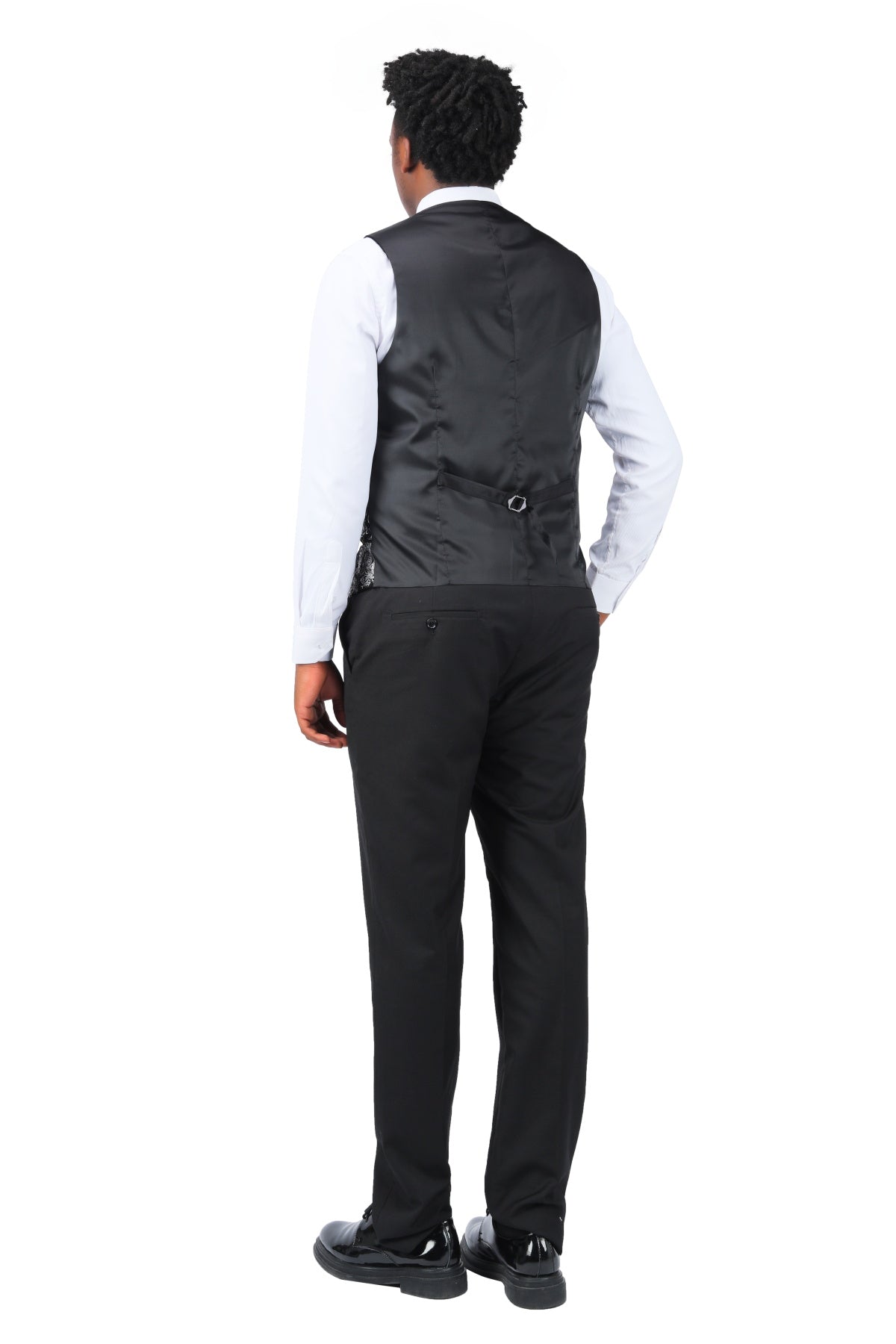 Single Breasted Slim Fit Printed Vest Waistcoat Silver