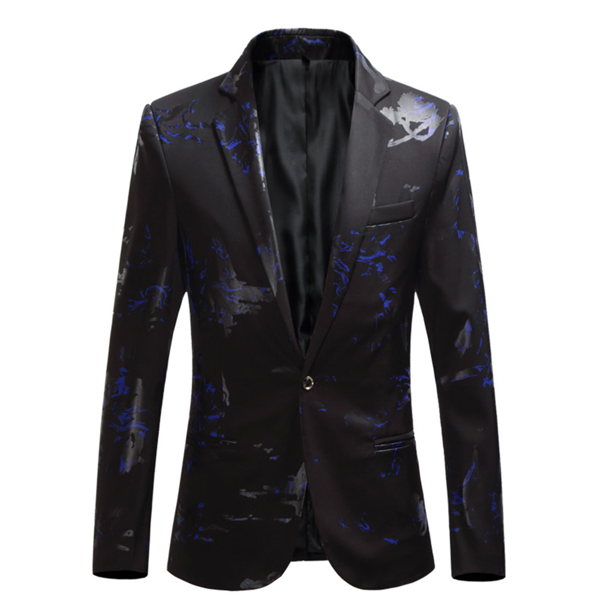 Men's Printed Single Breasted Slim Fit Blazer Black