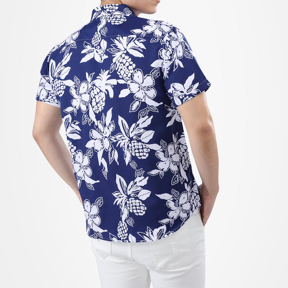 Printed Navy Ventilate Summer Shirt
