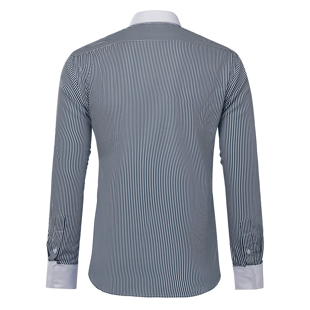 Men's Dress Shirt Slim Fit Button Down Stripe Checked Shirt Black