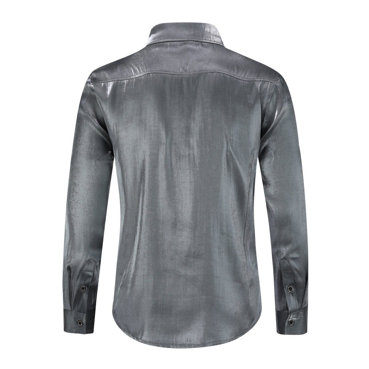 Men's Solid Color Silk Comfort Long Sleeve Shirt Grey
