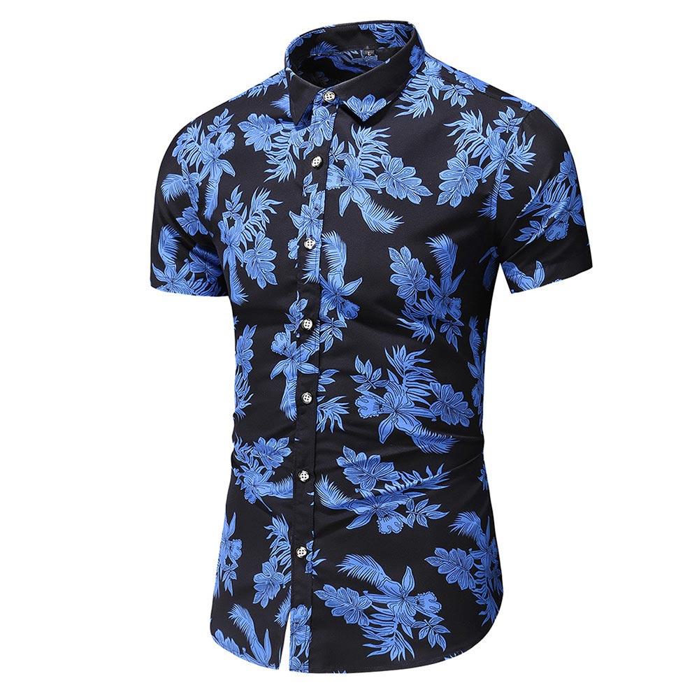 Slim Fit Ventilate Floral Shirt RoyalBlue