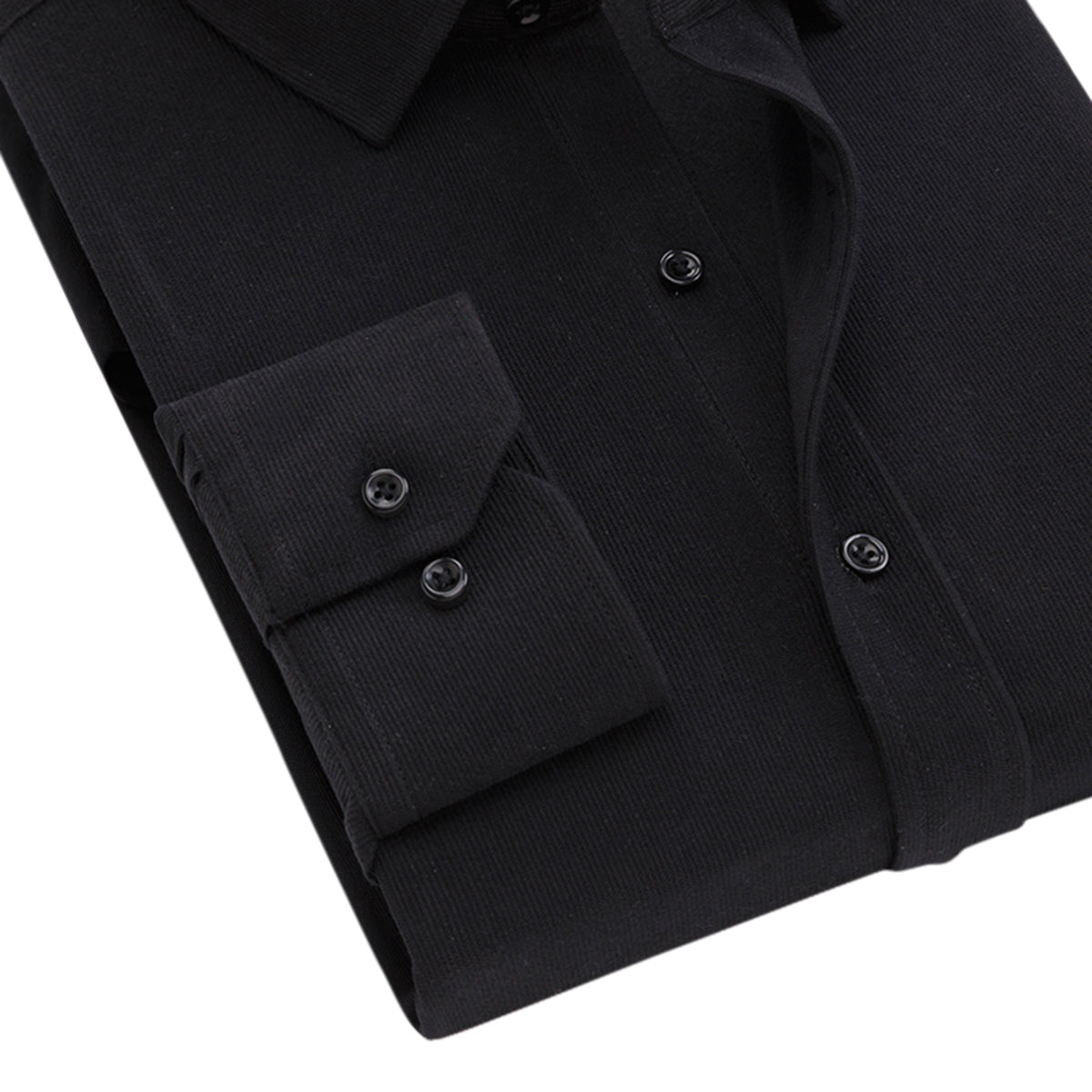 Men's Square Neck Solid Velvet Shirt Black