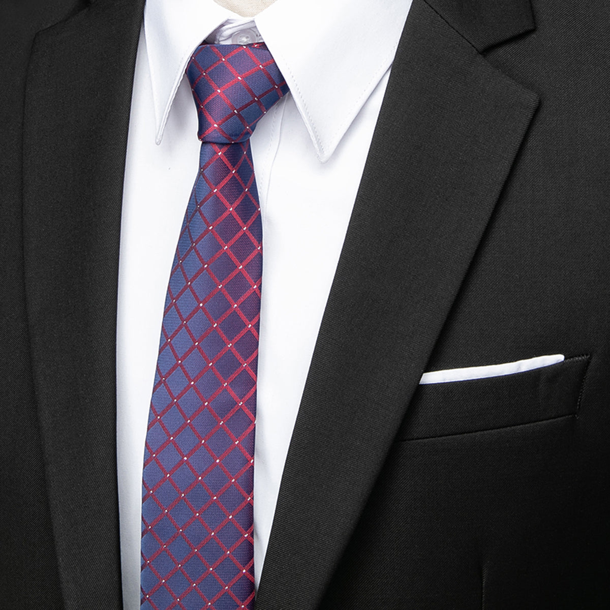 Men's Two-Button Back Slit Lapel Collar 3-Piece Suit Black