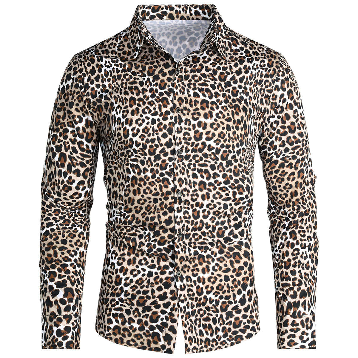 Regular Fit Leopard Style Shirt Coffee