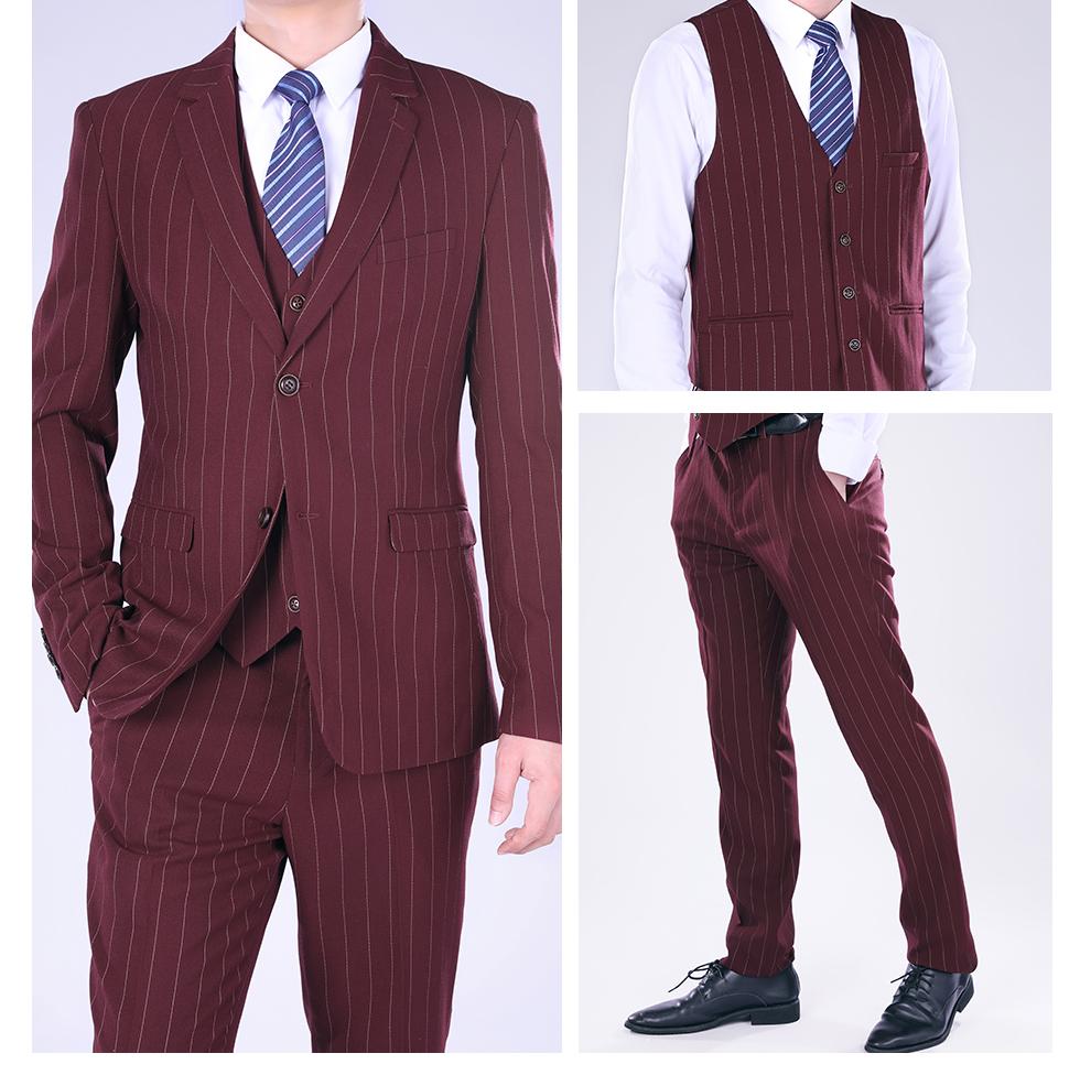 Three Piece Guards Red Suit Stripe Design Suit