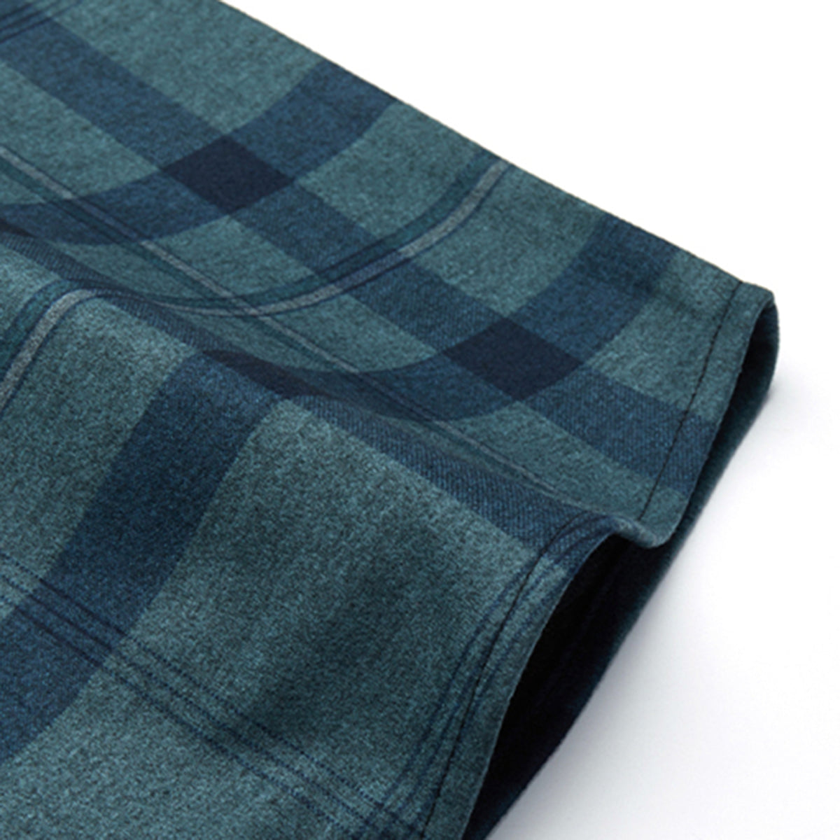 Men's Lapel Long Sleeve Cotton Plaid Shirt Dark Green