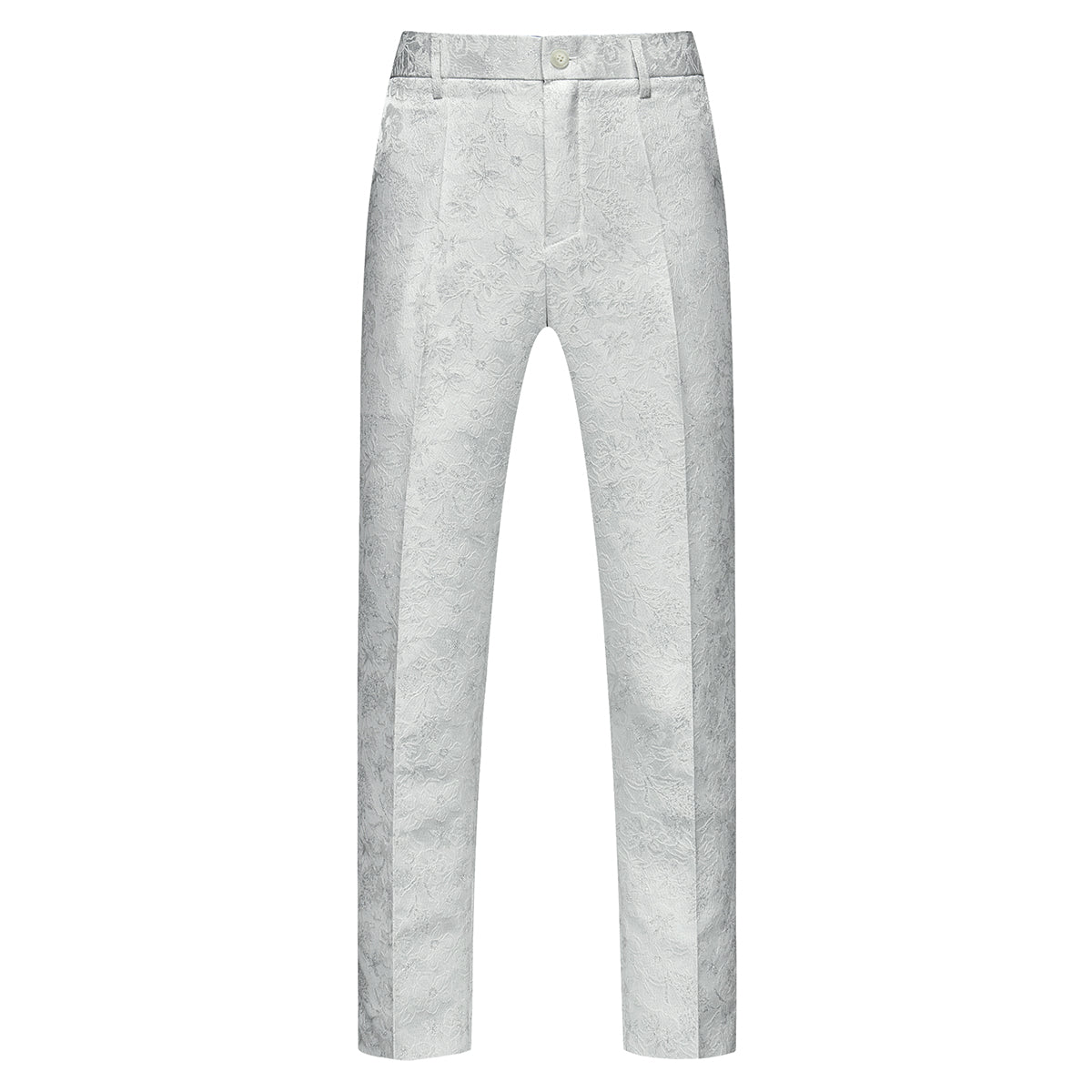 Men's Shawl Collar Print Suit 3-Piece Dress Suit White