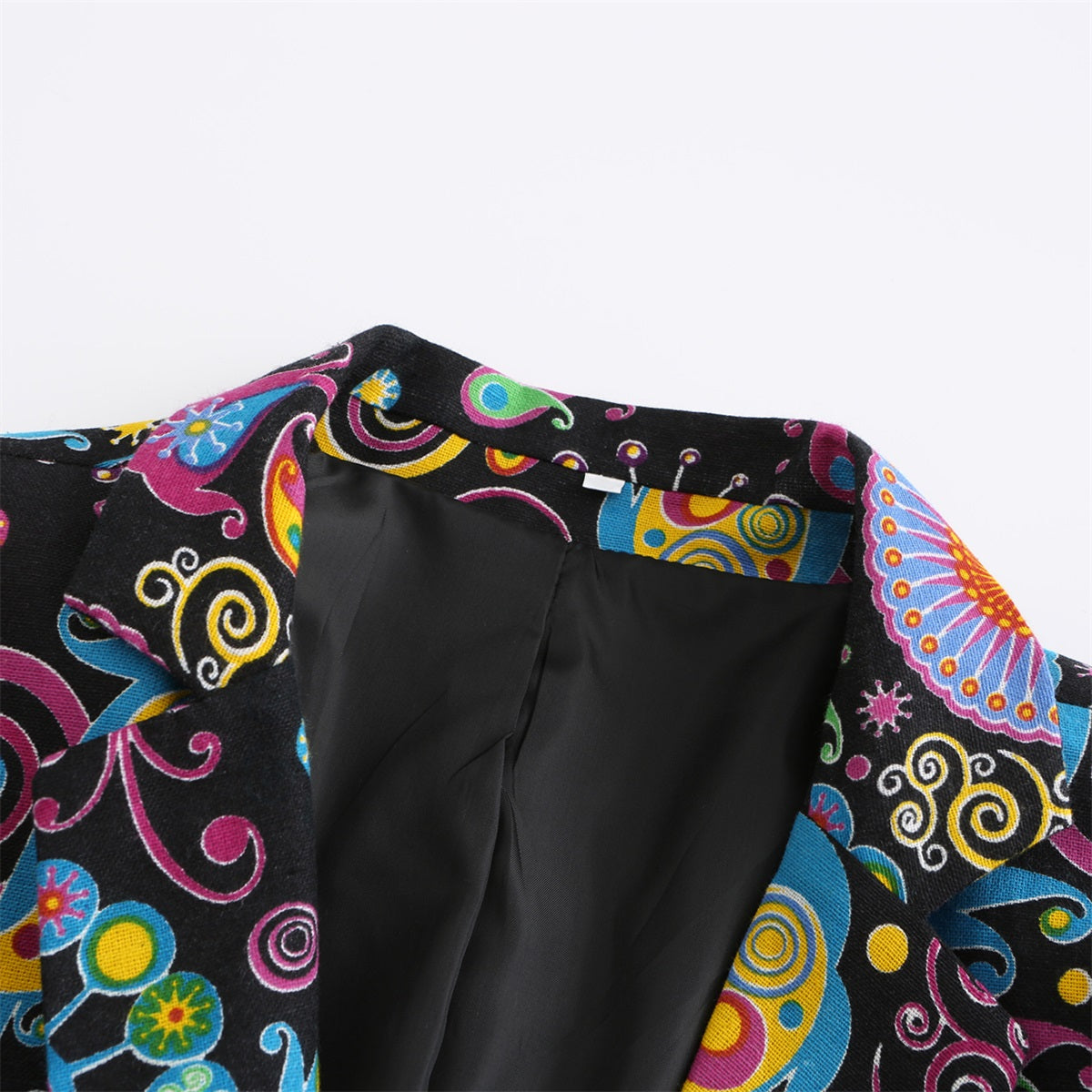 Mens Suit Jacket Floral Printed Casual Blazer Coat Purple