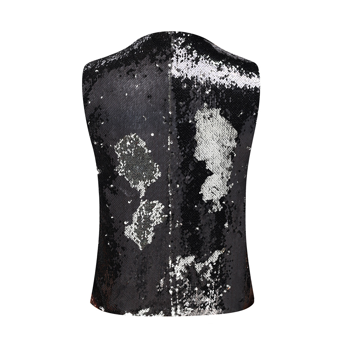 Slim Fit Shiny Sequins Vest Black